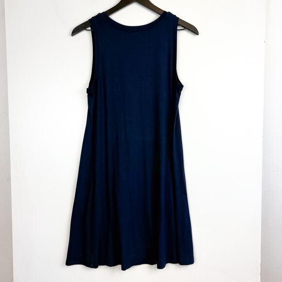 NWT LOFT Sleeveless A-Line Mini Dress Navy Blue Stretch - PS Petite Small - Picture 5 of 8